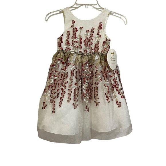 American Princess Little Girls Dress Size 5 Fancy Burgundy & Gold Holiday Event - Picture 4 of 8